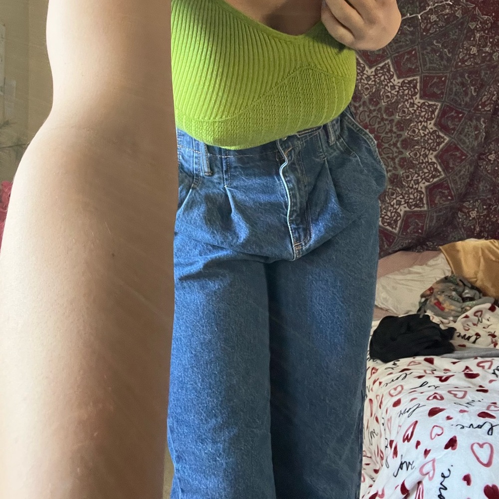 Ruched waist denim pants